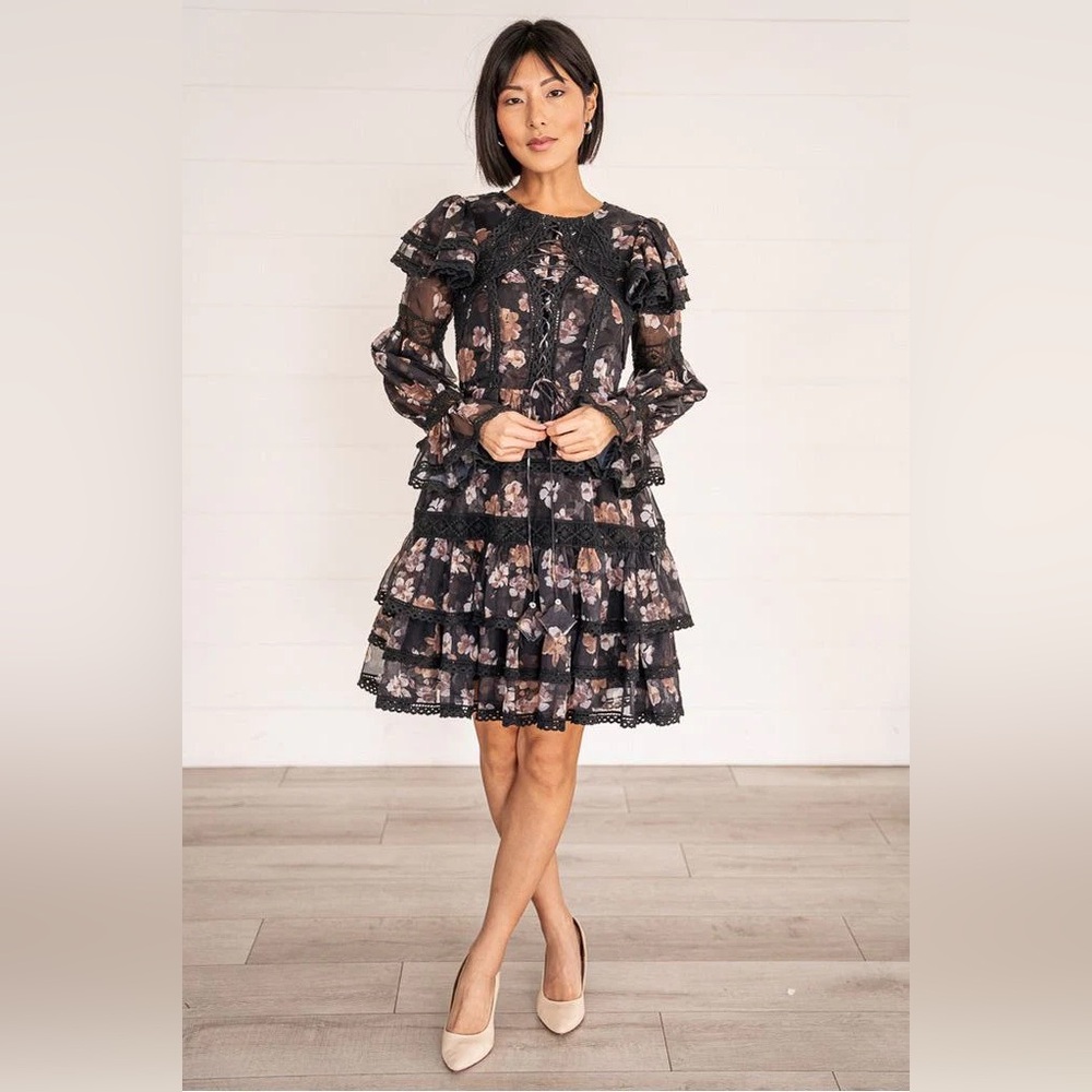 Farrah Dress! Black Floral Dress - Ivy city - XS NWT